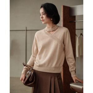 Autumn Versatile Needle Halter Collar Cashmere Sweater Knitted Bottoming Sweater Women's Pullover