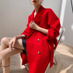 Women's double-sided woolen pure wool coat and cashmere coat long high-end British style