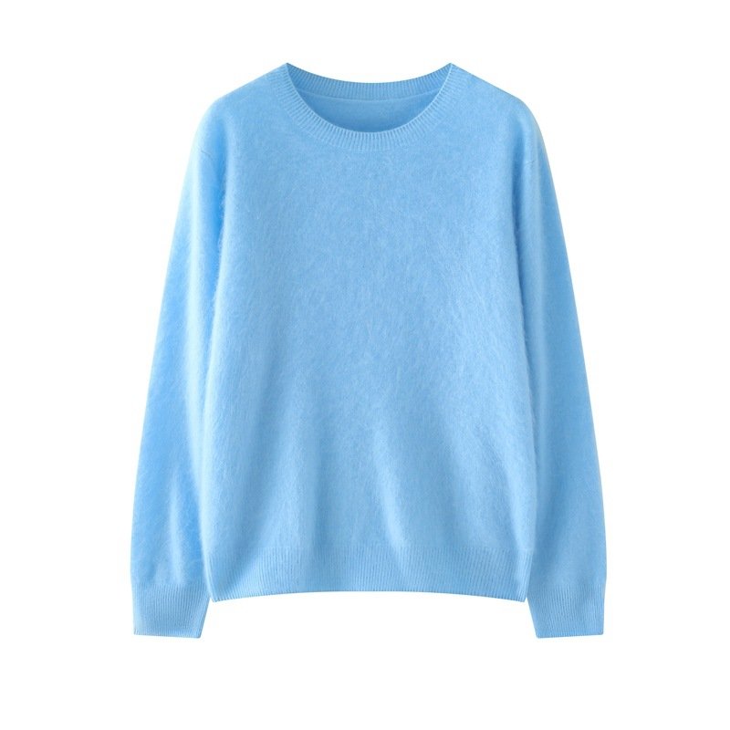 Ultra-fine wool round neck loose solid color thick pullover brushed wool sweater that does not shed lint - Image 7