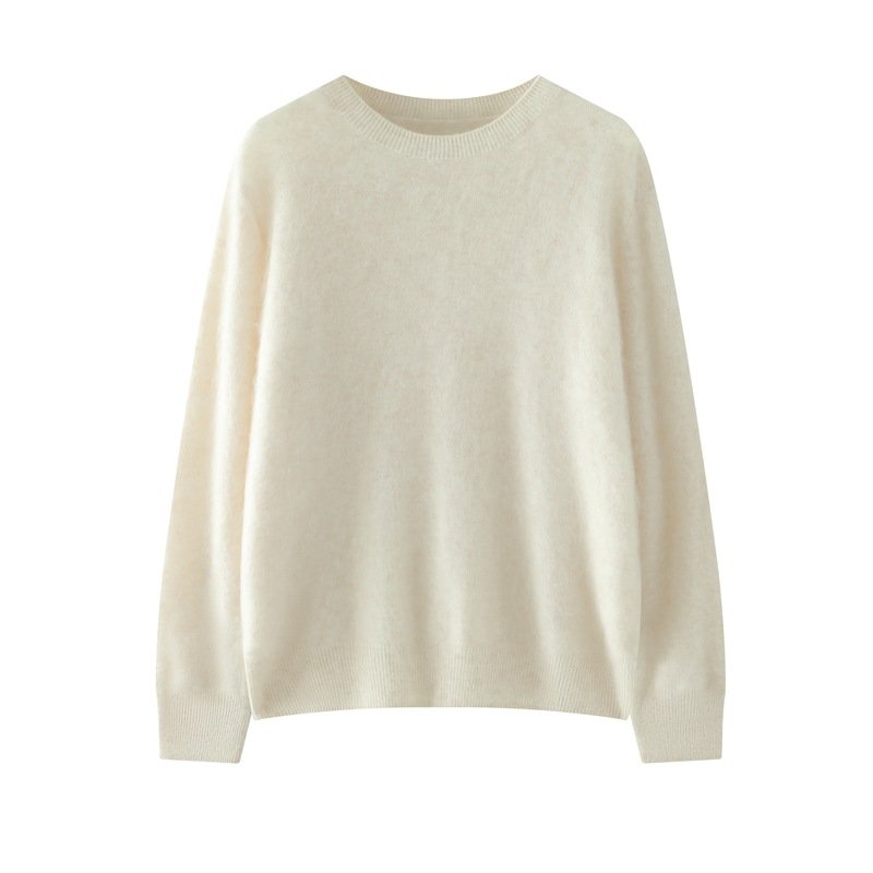 Ultra-fine wool round neck loose solid color thick pullover brushed wool sweater that does not shed lint - Image 10