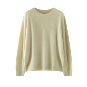Ultra-fine wool round neck loose solid color thick pullover brushed wool sweater that does not shed lint