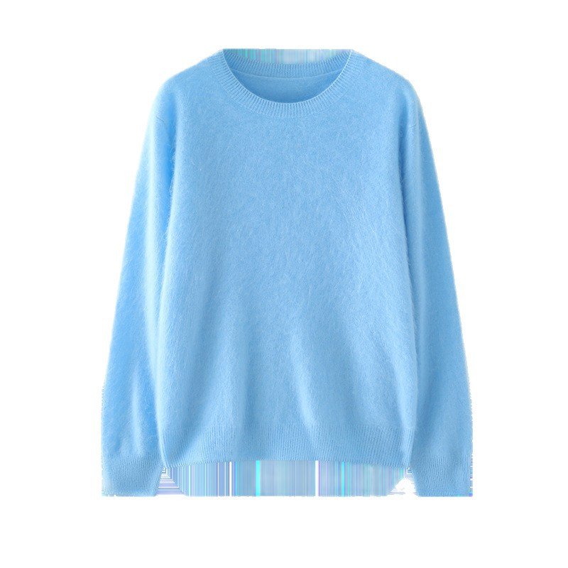 Ultra-fine wool round neck loose solid color thick pullover brushed wool sweater that does not shed lint - Image 2