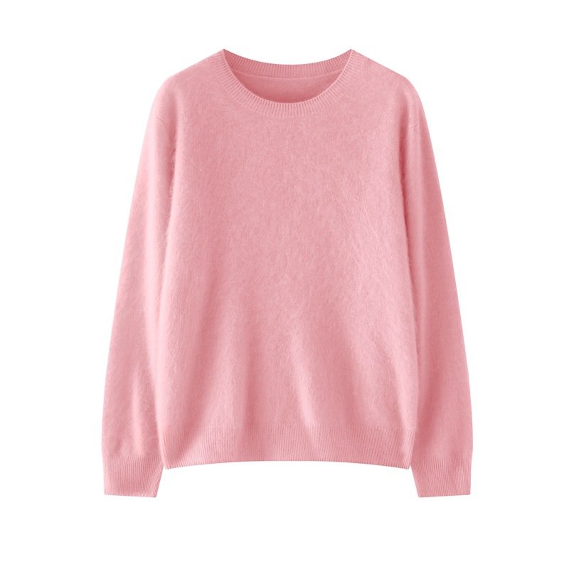 Ultra-fine wool round neck loose solid color thick pullover brushed wool sweater that does not shed lint - Image 4