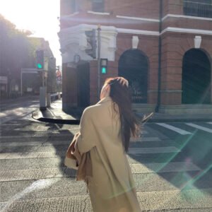 Double-sided woolen cashmere coat women's long suit collar woolen coat with British style