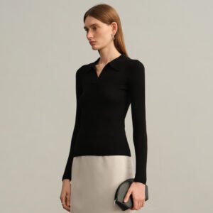 Wool sweater bottoming collar versatile machine washable sweater slimming