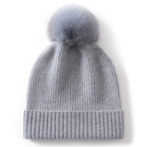 Fashionable, casual and versatile knitted cashmere hat with ball strips for commuting