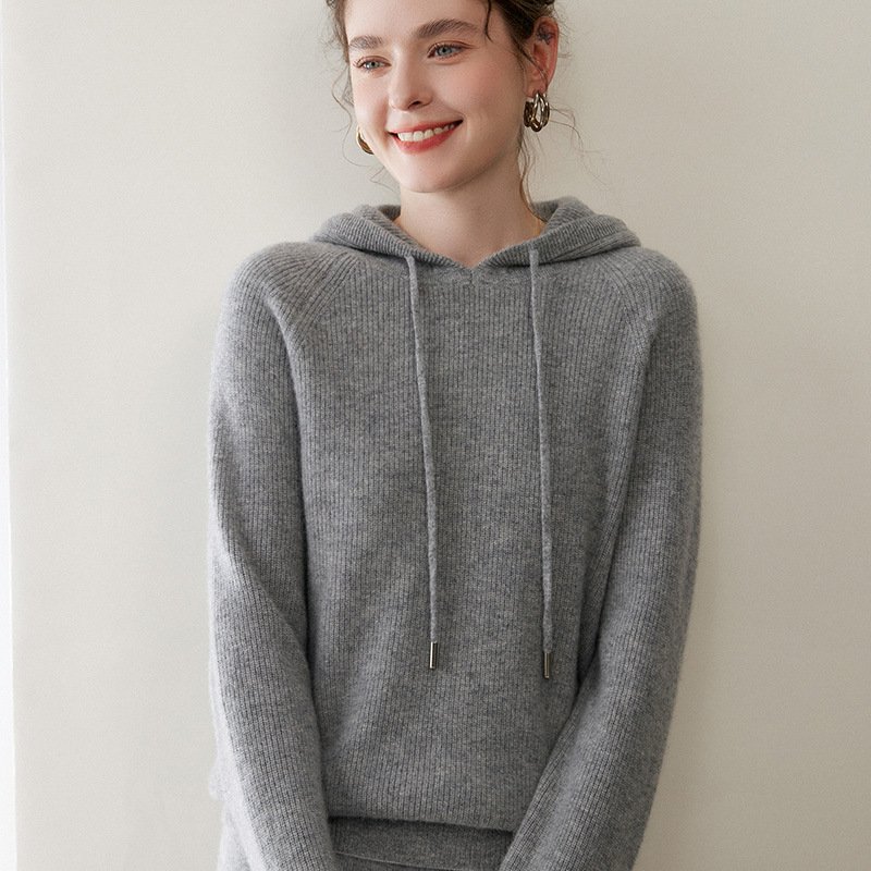 Cashmere light luxury hooded cashmere sweater for women, soft and waxy, skin-friendly knitted sweatshirt, cashmere top, warm and versatile - Image 10