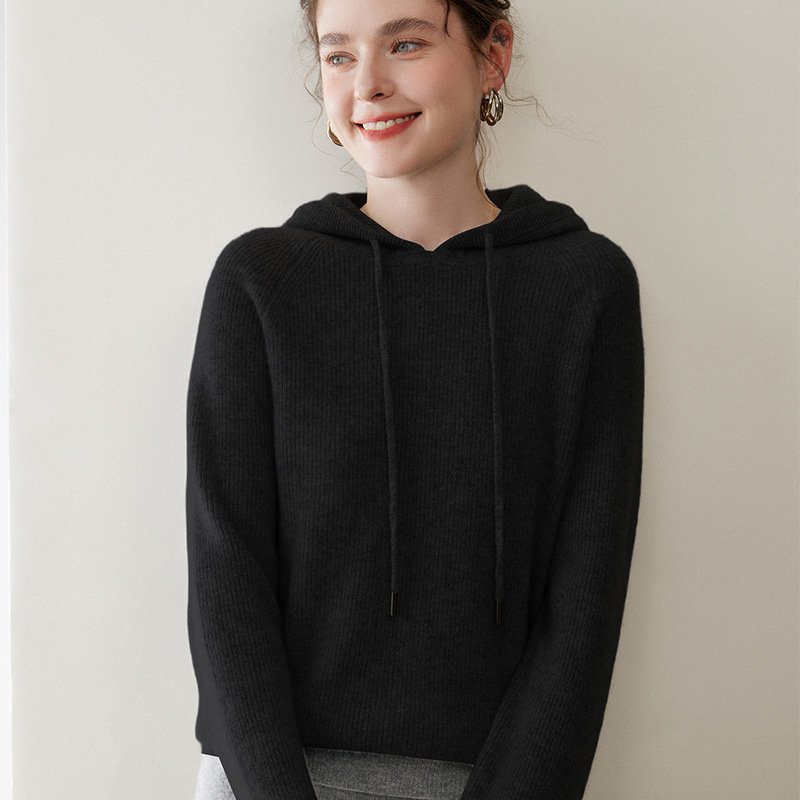 Cashmere light luxury hooded cashmere sweater for women, soft and waxy, skin-friendly knitted sweatshirt, cashmere top, warm and versatile - Image 11