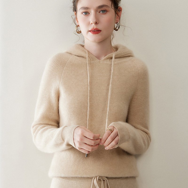 Cashmere light luxury hooded cashmere sweater for women, soft and waxy, skin-friendly knitted sweatshirt, cashmere top, warm and versatile - Image 12