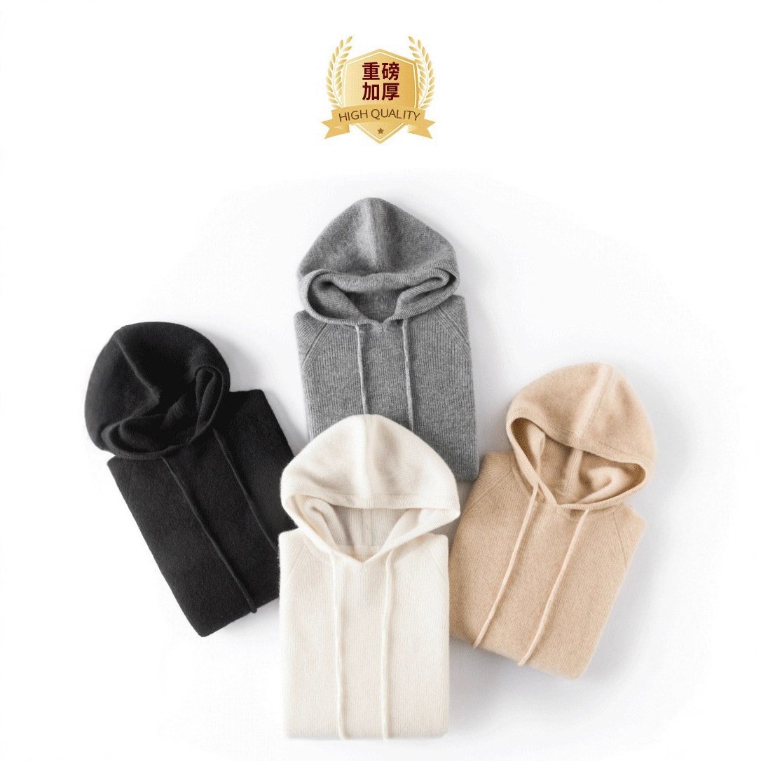 Cashmere light luxury hooded cashmere sweater for women, soft and waxy, skin-friendly knitted sweatshirt, cashmere top, warm and versatile - Image 2