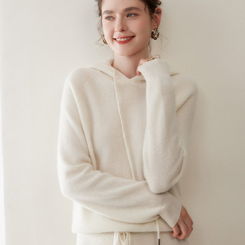 Cashmere light luxury hooded cashmere sweater for women, soft and waxy, skin-friendly knitted sweatshirt, cashmere top, warm and versatile - Image 9
