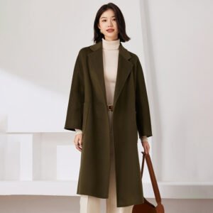 Mid- to long-season new double-sided woolen cashmere coat, casual bathrobe, wool, versatile for little people