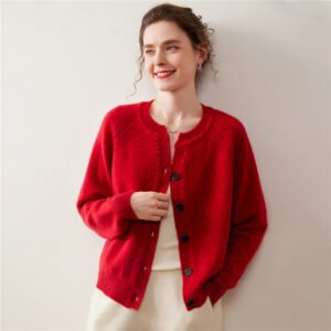 Loose cashmere cardigan women's slim floral yarn sweater jacket round neck sweater sweater warm