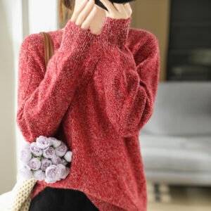 Women's Spring Cardigan Wool Simple Fashionable Round Neck Pullover Floral Yarn Versatile Sweater