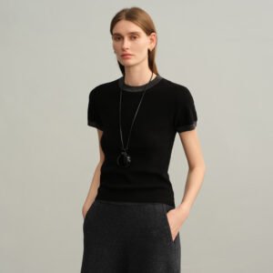 Wool sweater base layer versatile round neck short sleeve machine washable sweater