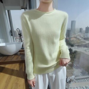 Spring and Autumn Mink Sweater Women's Pullover Cashmere Curled Half Turtle Neck Wool Bottoming Knitted Sweater Inside