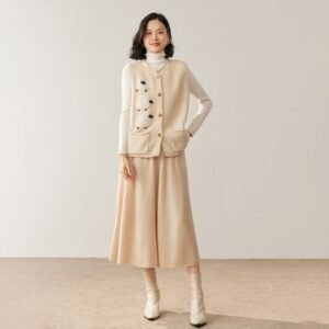 Lamb embroidered vest sleeveless fashion versatile single breasted cashmere sweater sweater