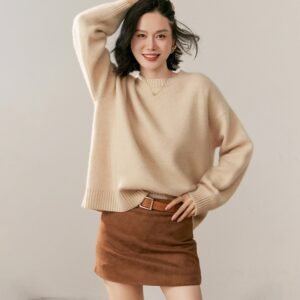 Fashionable cashmere sweater for women slimming round neck sweater versatile base layer pullover to keep warm