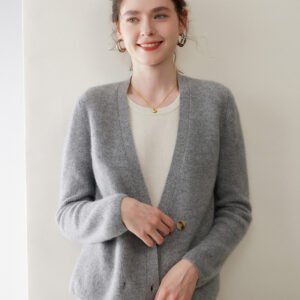 Cashmere high-end light luxury collar double-breasted cashmere cardigan for women soft and waxy skin-friendly knitted jacket cashmere needle