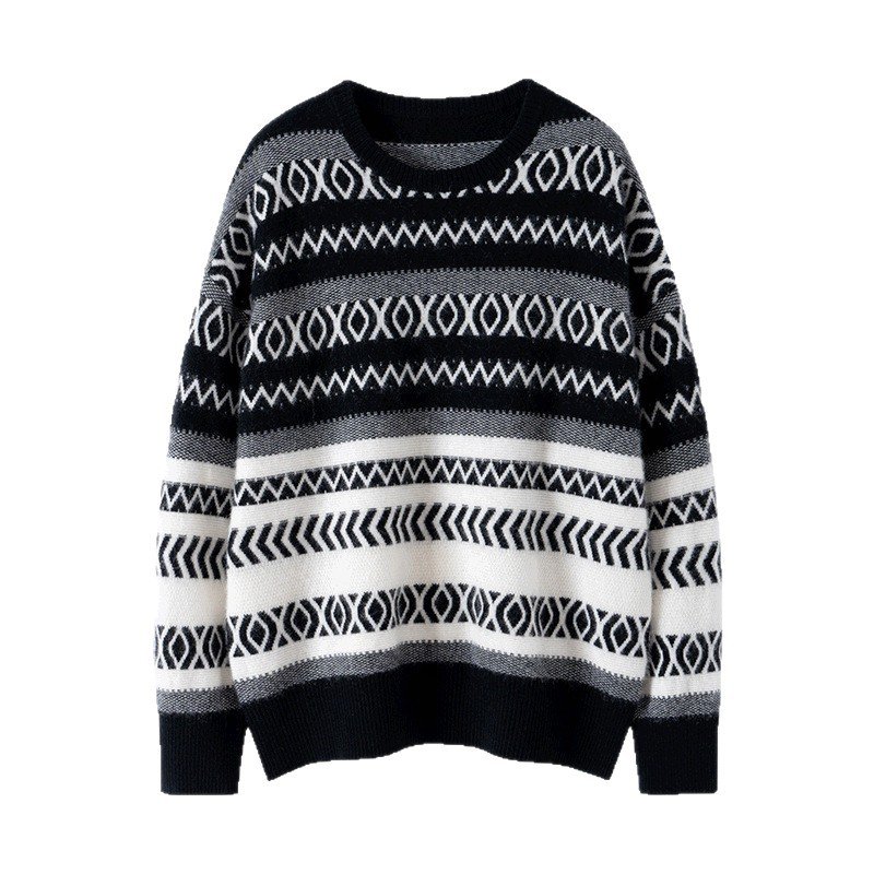 Women's Fair Isle retro cashmere sweater base layer sweater thick, warm and versatile - Image 3