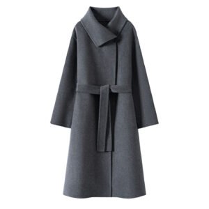 Commuting fashionable and versatile commuting simple cashmere mid-length double-sided wool coat for small people
