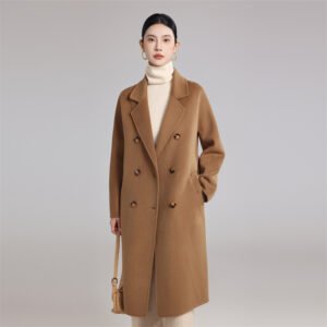 Double-sided cashmere coat women's wool mid-length loose cocoon-shaped over-the-knee Hepburn style coat