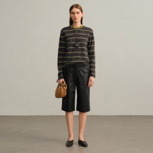 Wool sweater bottoming machine washable sweater round neck striped top versatile