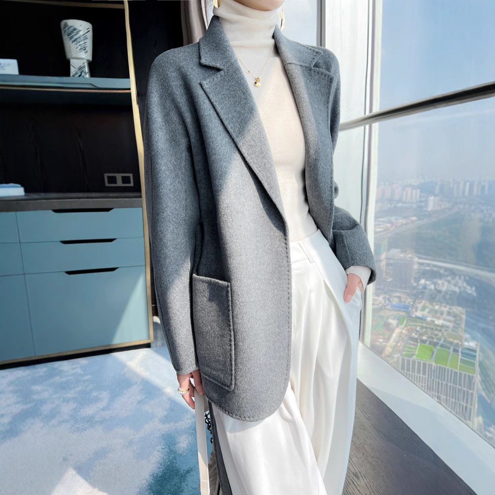 Cashmere coat pure wool double-sided nylon coat small medium length commuting - Image 7