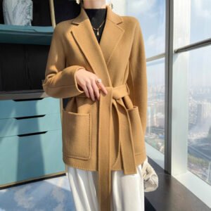 Cashmere coat pure wool double-sided nylon coat small medium length commuting