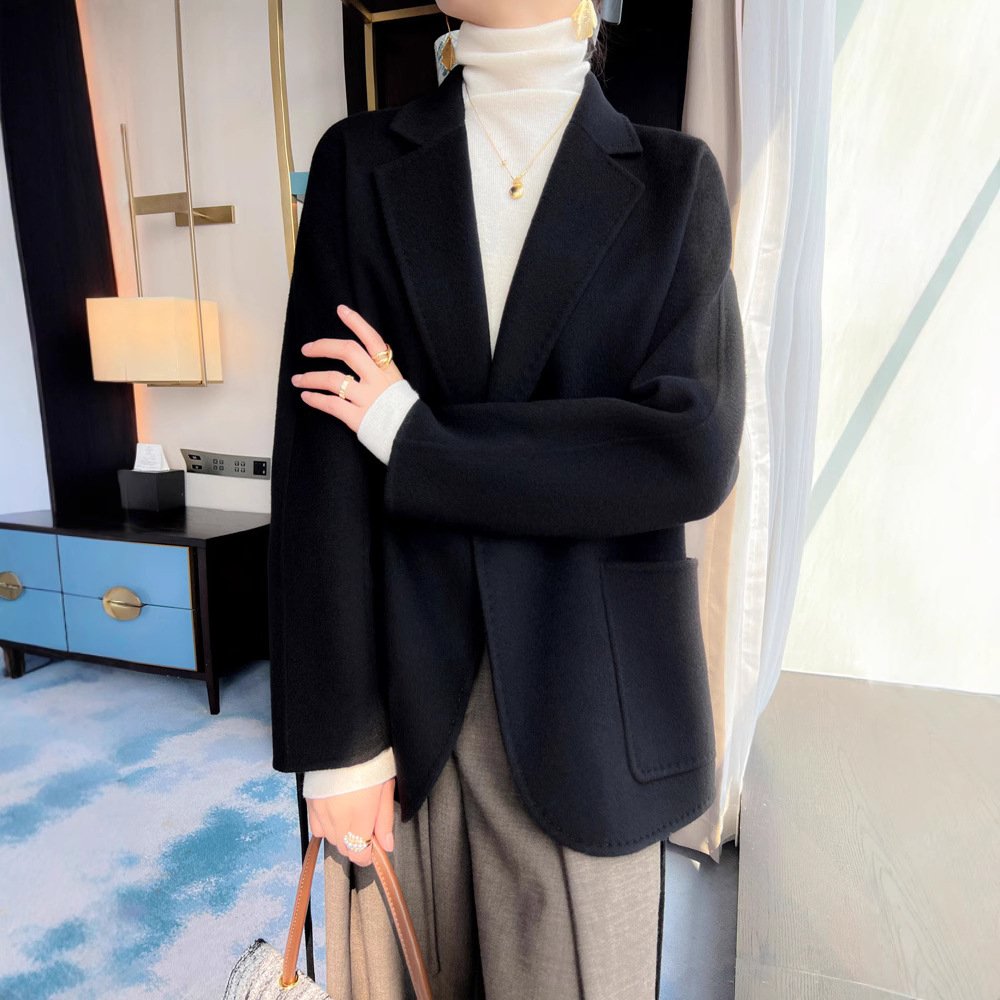 Cashmere coat pure wool double-sided nylon coat small medium length commuting - Image 2