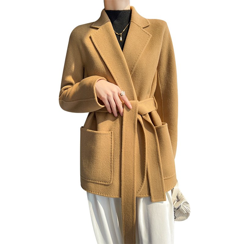 Cashmere coat pure wool double-sided nylon coat small medium length commuting - Image 3
