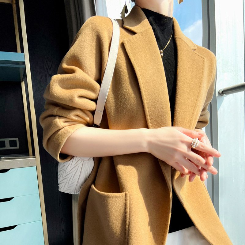 Cashmere coat pure wool double-sided nylon coat small medium length commuting - Image 5