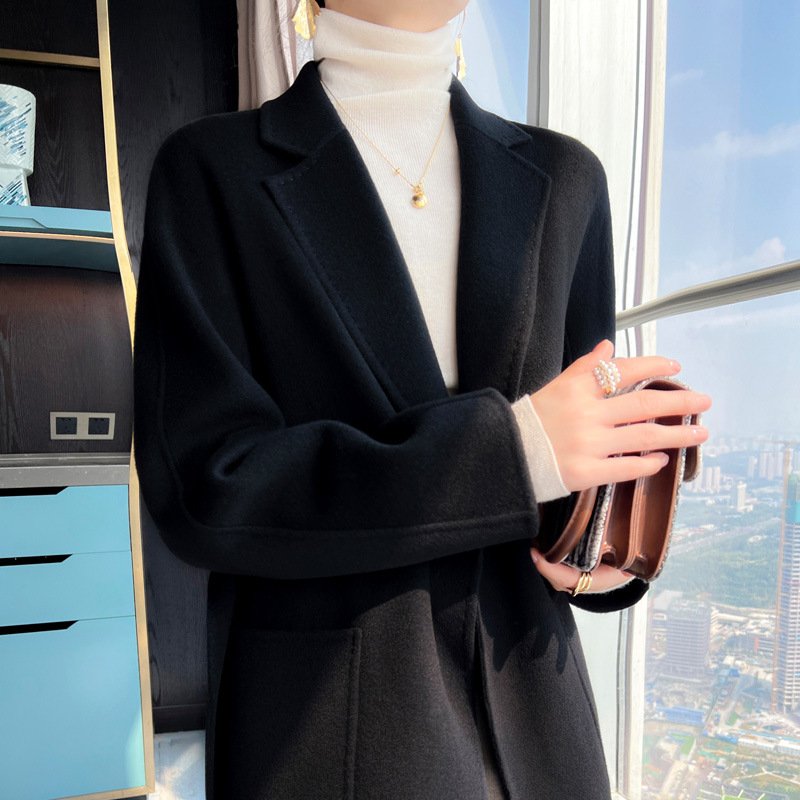 Cashmere coat pure wool double-sided nylon coat small medium length commuting - Image 6