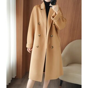 Wool double-sided cashmere coat women's mid-length Hepburn style woolen coat