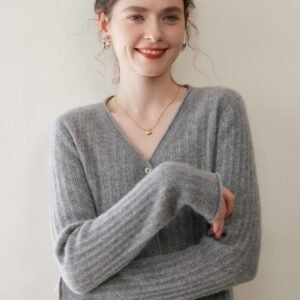 Cashmere collar cashmere cardigan women's single-breasted soft and waxy skin-friendly knitted high-end quality outer top