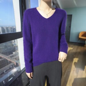 Spring and autumn collared mink velvet sweater base layer with sweater, versatile casual temperament, wool slimming