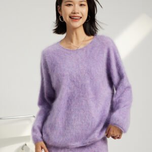 Cashmere brushed casual all-match fashionable brushed one-line off-shoulder crew neck sweater
