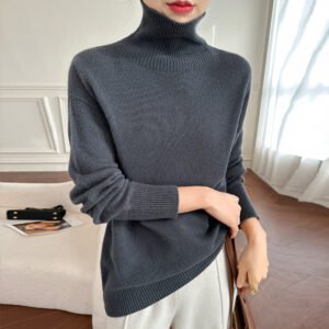 Cardigan sweater women's turtleneck sweater thickened loose lazy bottoming