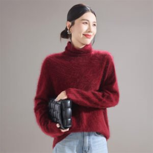Fashionable, comfortable and versatile pile collar women's woolen sweater brushed knitted bottoming sweater