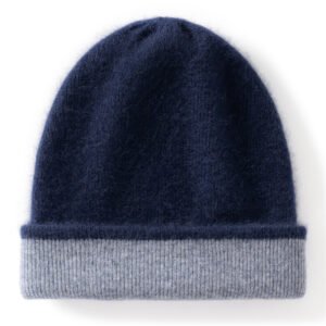 Cashmere contrasting color knitted hat Unisex burgundy color matching warm pullover hat High-end cashmere hat