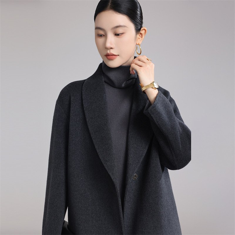 Women's cashmere double-sided woolen coat, short woolen coat, small, high-end and versatile - Image 6