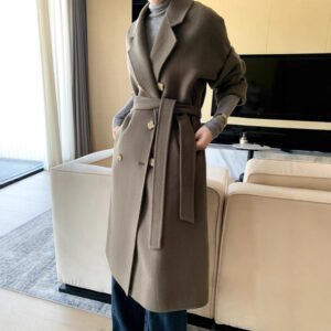 Double-sided cashmere coat for women, extended lace-up wool coat, women's woolen coat