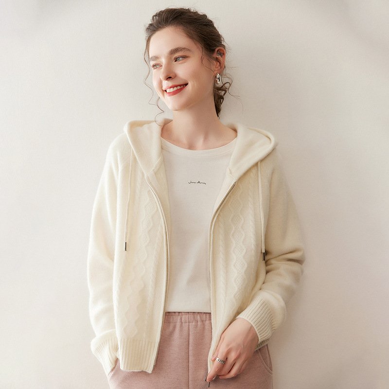 Fashionable cashmere knitted suit for women, slim round neck sweater, fishtail skirt, cardigan - Image 7