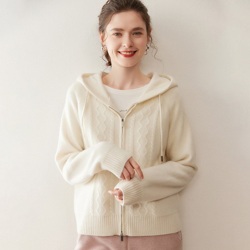 Fashionable cashmere knitted suit for women, slim round neck sweater, fishtail skirt, cardigan - Image 10