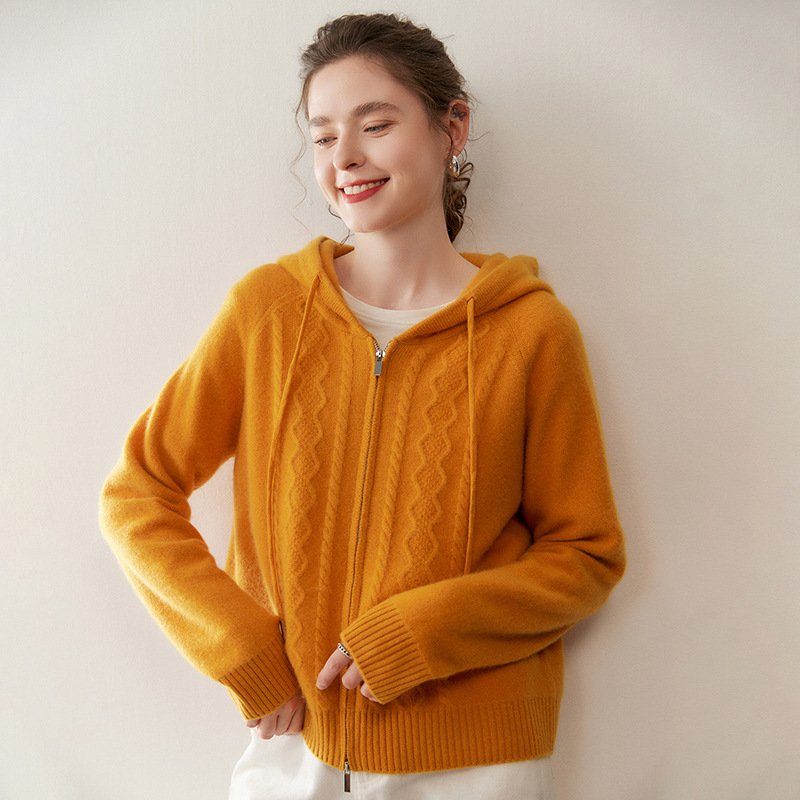 Fashionable cashmere knitted suit for women, slim round neck sweater, fishtail skirt, cardigan - Image 2