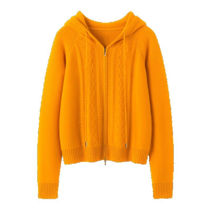 Fashionable cashmere knitted suit for women, slim round neck sweater, fishtail skirt, cardigan - Image 3