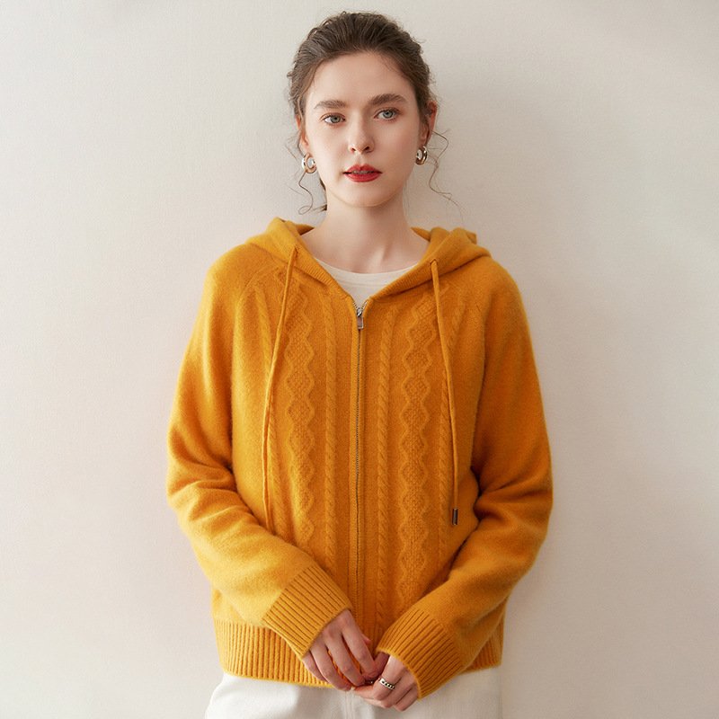 Fashionable cashmere knitted suit for women, slim round neck sweater, fishtail skirt, cardigan - Image 5