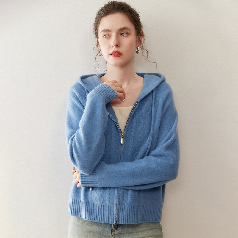 Fashionable cashmere knitted suit for women, slim round neck sweater, fishtail skirt, cardigan - Image 6