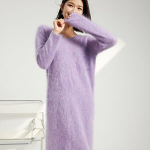 Season cashmere casual versatile fashion collar simple slim brushed dress brushed long