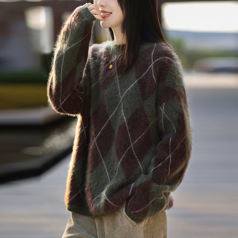 Wool brushed sweater knitted sweater versatile women's thickened pullover top - Image 7